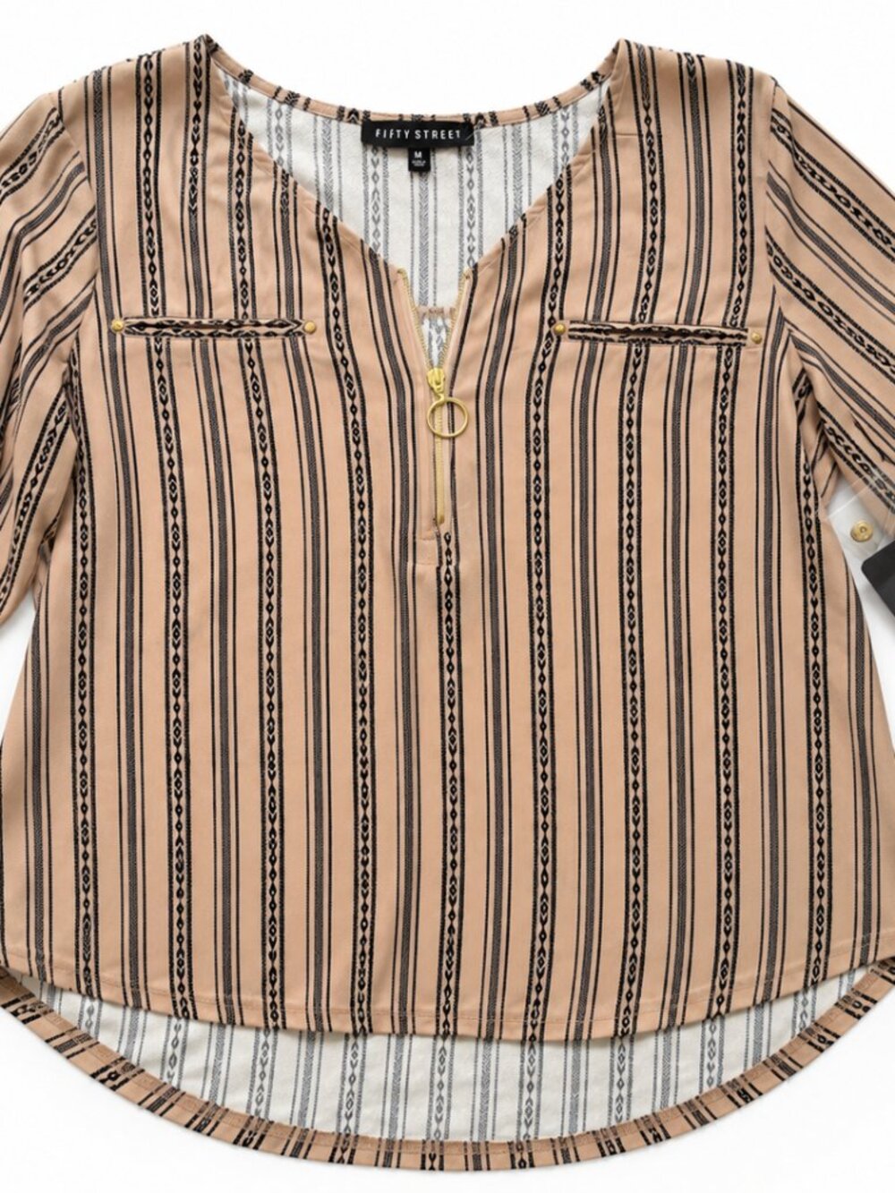 Fifty Street Boho Stripe Blouse – Medium – NWT